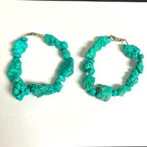 Pair of chunky faux turquoise nugget bracelets.